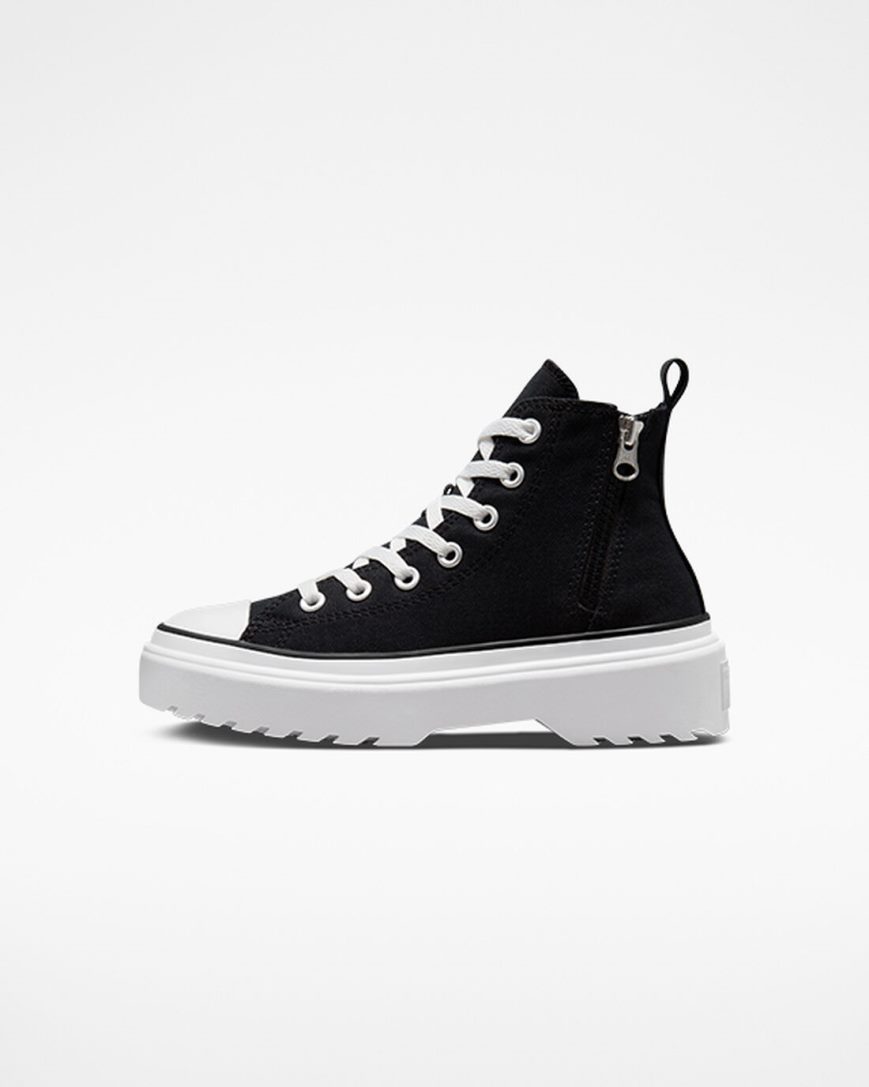 Zapatos Plataforma Converse Chuck Taylor All Star Lugged Lift Canvas Altas Niña Negras Blancas | PE 5L287E